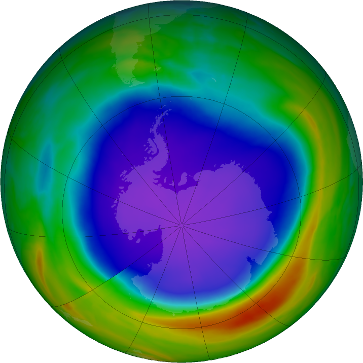Antarctic ozone map for 14 October 2021